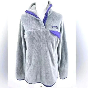 Patagonia Gray Purple Polartec ReTool Snap-T Pullover Fleece Jacket